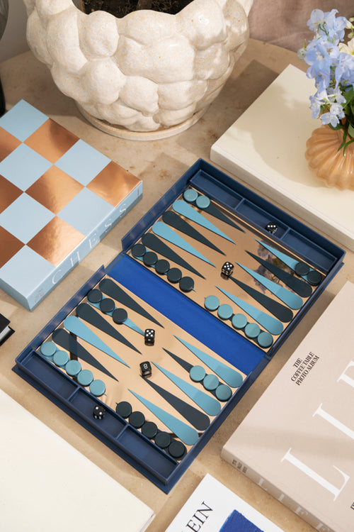 Printworks Classic - Art Of Backgammon Mirror - Donkerblauw/Koper