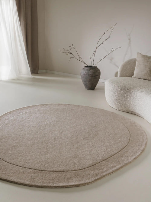 benuta wollen vloerkleed Shape - crème - ø 200 cm