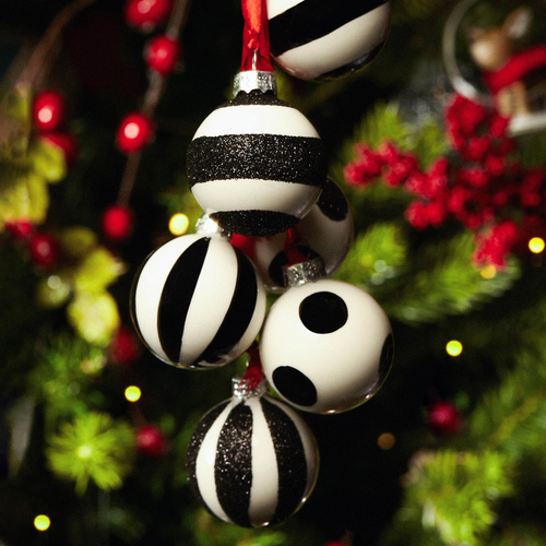 Sia Deco Kerstballen Met Motief - wit en zwart - glas - Set van 6 - D6 - vtwonen shop