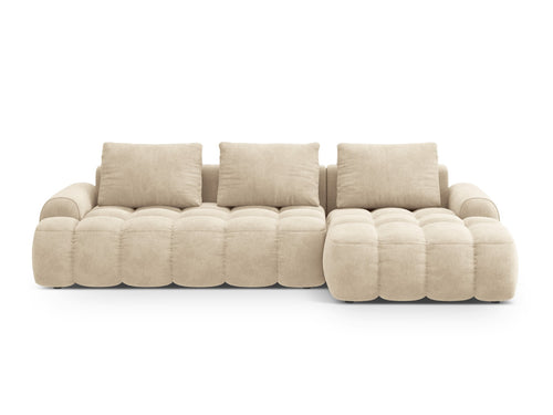 Cosmopolitan Design Converteerbare hoekbank rechts met opbergdoos Linz 3-zits, flueel lichtbeige - 142x275x84cm