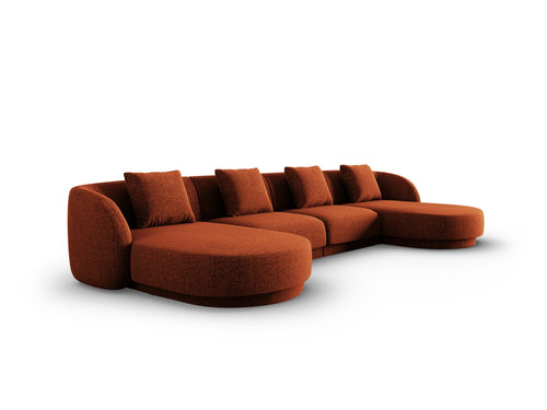 Cosmopolitan Design Panoramische bank Tulum 5-zits, chenille, terracotta - 156x330x70cm