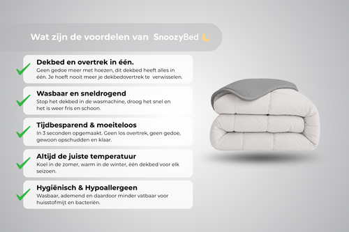 SnoozyBed - Dekbed zonder overtrek - Light Grey & Granite - 240x200cm