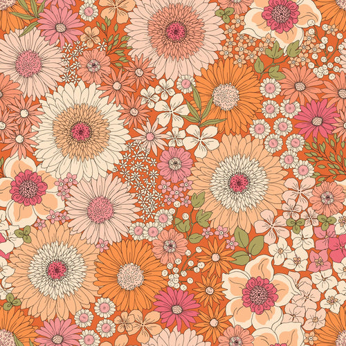 ESTAhome behang retro bloemen oranje en roze - 53 cm x 10.05 m - 131315