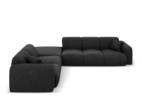 Cosmopolitan Design linker hoekbank Nolio 4-zits, chenille, zwart - 250x315x72cm