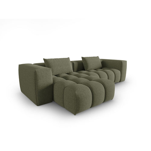 Cosmopolitan Design - Modulaire hoekbank links Verona 3-zits, structurele stof donker olijfgroen - 145x260x70cm
