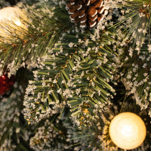 Black Box Trees Kaprun Kunstkerstboom met Verlichting - Kunst Kerstboom H90 x Ø51 cm - in Pot met Versiering - Groen, Rood, Frosted