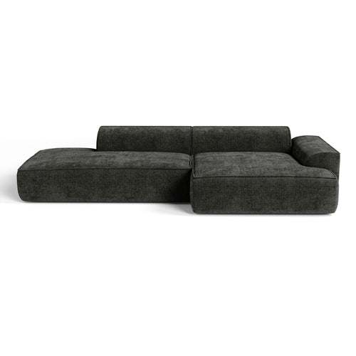 Premium Interiors - Rechthoekige hoekbank HANA - fluweel weefsel donker antraciet 300cm