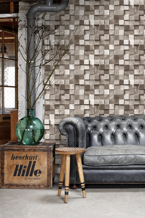 ESTAhome behang 3D-houtmotief bruin - 53 cm x 10.05 m - 138530