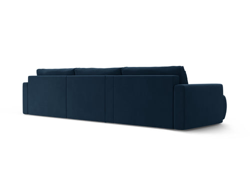 Cosmopolitan Design Converteerbare panoramische bank met opbergdoos Belfast 4-zits, flueel koningsblauw - 149x340x84cm