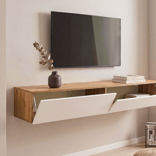 KAWAY Hangend meubel met 2 kleppen - Glanzend wit - 34,5x180x28 cm