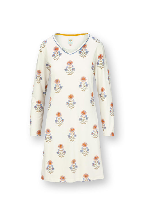 Pip Studio - Dana Nachthemd Lange Mouw Dames - Tanaka - Wit - S - vtwonen shop
