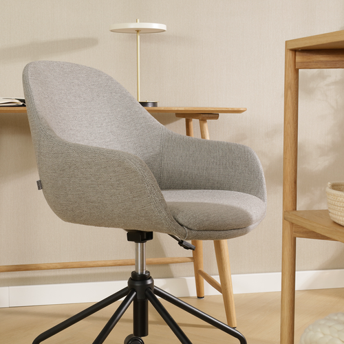 Nolon Nout-Mae Bureaustoel Warm Grijs - Armleuning - Zwart Onderstel - vtwonen shop