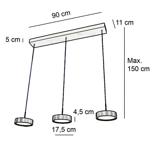 Freelight hanglamp Alieno - 3 lichts - 90  x 150   cm - zwart