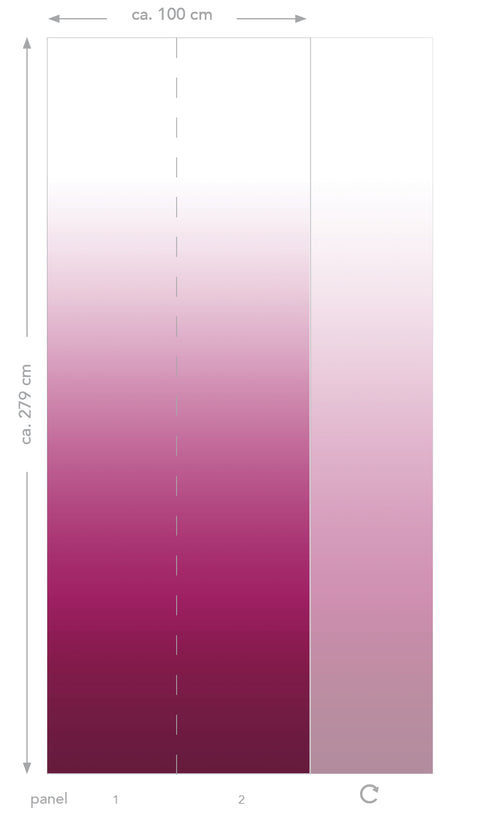 ESTAhome fotobehang kamerhoog dip dye kleurverloop fuchsia roze en mat wit - 100 x 279 cm - 158819