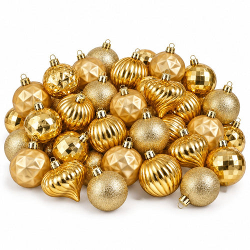 Mica Decorations Bal Onbreekbaar Goud 40 Stuks - Kerstballenset met Diameter van 6 cm - Onbreekbare Kerstballen van Gerecycled Polystyreen - Mix van