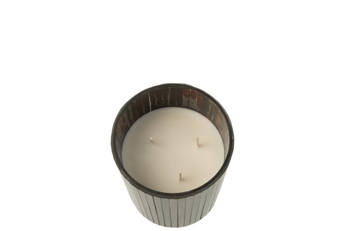 J-Line geurkaars Noa - Woody Aurora - glas - bruin - medium - 55U