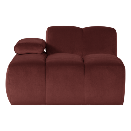 WOOOD chaise longue bank links Mojo - Velvet - Kastanjebruin - 74x124x162