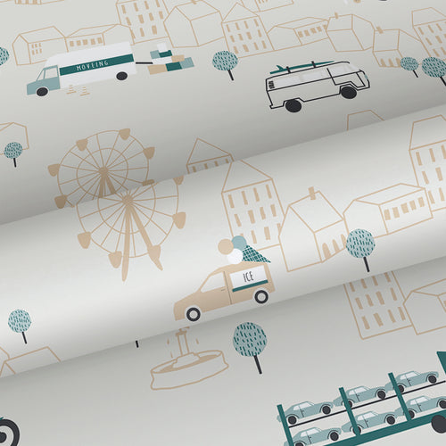 Sanders & Sanders behang auto's vergrijsd blauw en lichtbeige - 53 cm x 10 m - 640289 - vtwonen shop