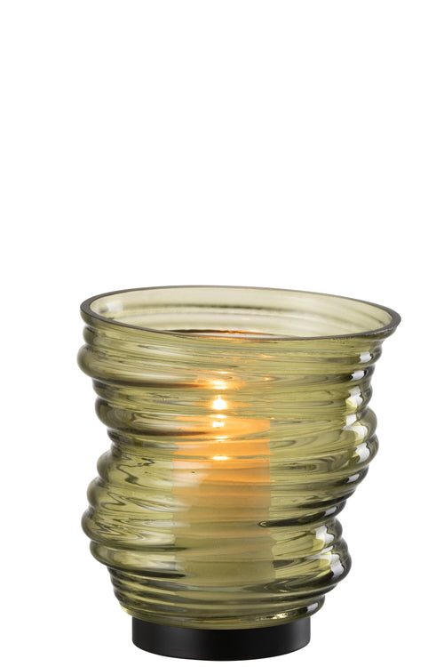 J-Line vaas Tornado - glas - groen - small - Ø 16 cm