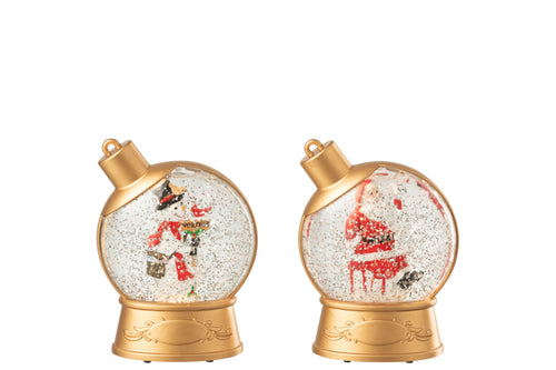 J-Line hanger Waterbol Sneewman + Kerstman - kunststof - wit - 2 stuks