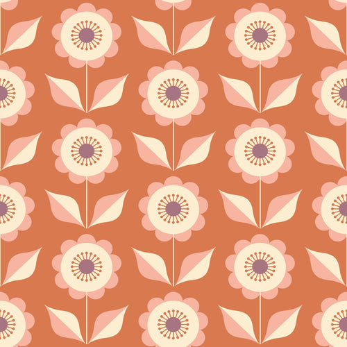 ESTAhome behang bloemen terracotta oranje - 50 x 900 cm - 131865