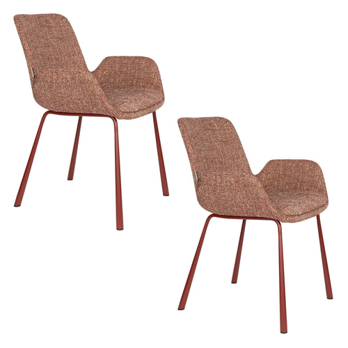 Zuiver Brit Eetkamerstoelen Armleuning Rood - Set van 2