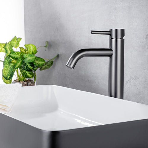LOMAZOO wastafelkraan Jasmin - hoge uitloop - mengkraan - gun metal