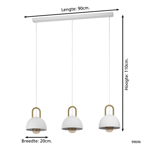 EGLO hanglamp Calmanera - e27 - 90 cm - wit/geelkoper - vtwonen shop