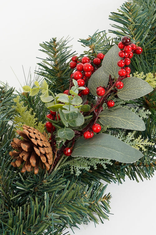 Mica Decorations Harvey Guirlande met Dennenappels - L180 x B15 x H11 cm - Groen, Rood