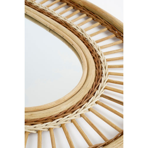 Mica Decorations Oval Wandspiegel - L59 x B40 x H3 cm - Rotan - Lichtbruin