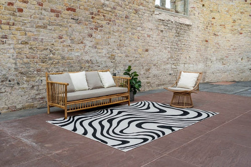 Interieur05 Buitenkleed Swirl Rechthoek - Zwart - Dubbelzijdig - 240 x 340 cm - vtwonen shop