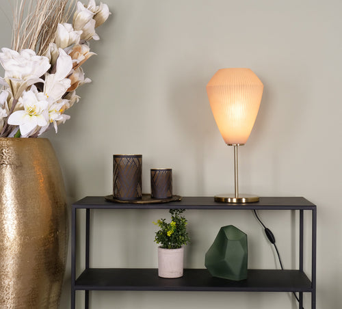 EGLO tafellamp Caprarola - e27 - 46 cm - zand/koper - satijn glas