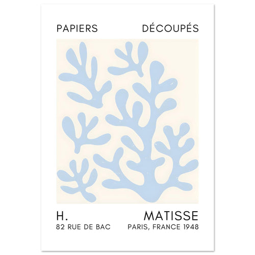 Artfulprints Poster met Lijst Matisse – Coral shadows light blue   - 70x100 cm - Blauw