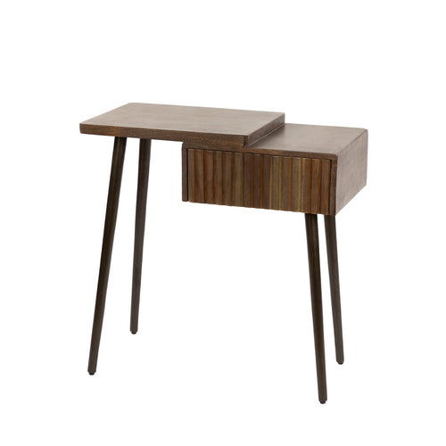 Giga Meubel Nachtkastje Carve Links - Bruin Acaciahout - 60x30x61cm