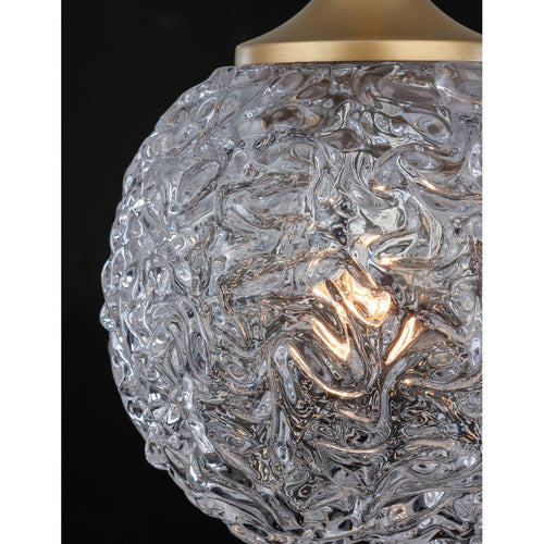 Merano Concord Globe Hanglamp Plafondlamp Helder Gestructureerd Glas, Geborsteld Goud Staal LED G9