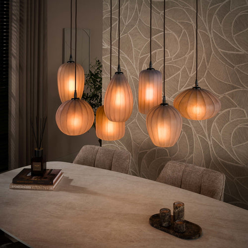 Giga Meubel Hanglamp Altura - Bruin Glas - 7-lichts - 96x35x150cm