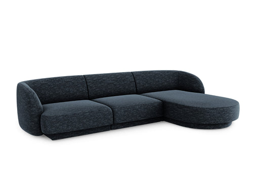 Micadoni rechter hoekbank Miley 4-zits, chenille, koningsblauw - 156x255x70cm