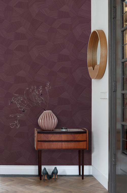 Origin Wallcoverings behang grafisch 3D motief aubergine paars - 50 x 900 cm - 348060 - vtwonen shop