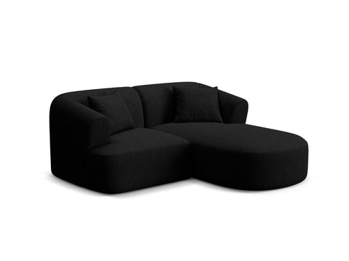 Cosmopolitan Design Modulaire hoekbank rechts Campi 3-zits, structurele stof zwart - 156x180x70cm