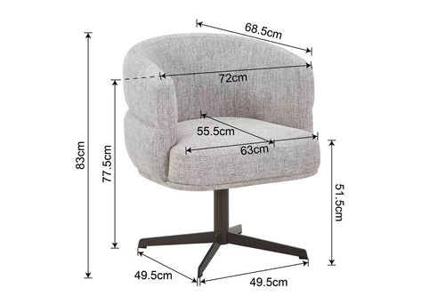 DÉJA Living Eetkamerstoel Coria - Taupe/Beige - Draaibaar - Set van 2