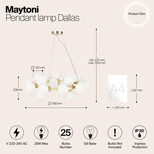 Maytoni - Hanglamp Dallas - Goud - Ø69 - vtwonen shop