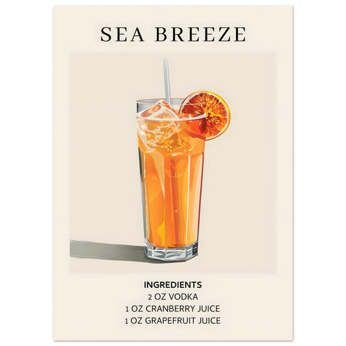 Artfulprints  Sea Breeze cocktail - Ingrediënten   poster 50x70 cm - vtwonen shop