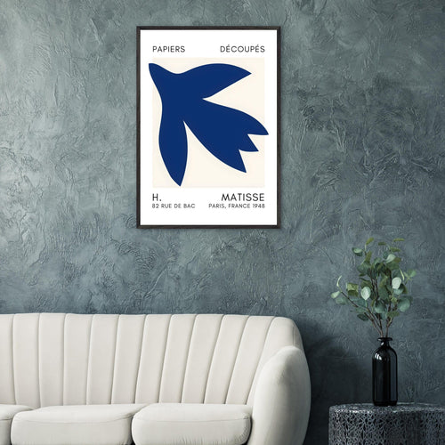 Artfulprints Poster Matisse – Shapes in the air navy blue   - A4 21x29.7 cm - Blauw