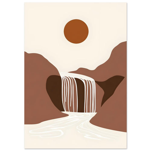 Artfulprints Poster met Lijst Boho – Warm waterfall   - 30x40 cm - Bruin