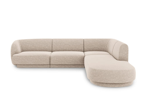 Micadoni rechter hoekbank Miley 6-zits, structurele stof beige - 248x255x70cm