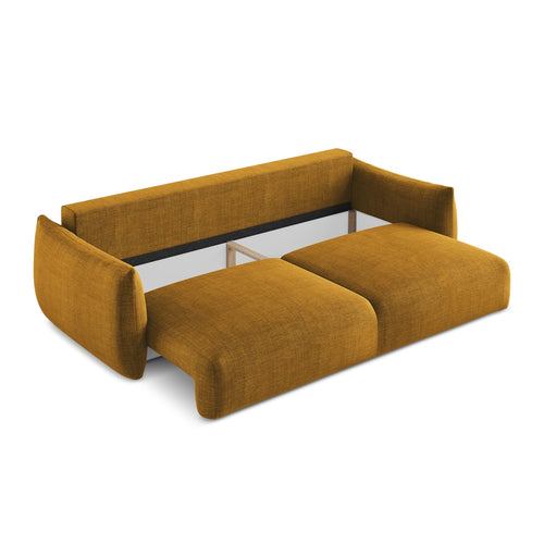 LaMiaSofa 3-zits slaapbank Savona - textuurstof - mosterd - 230x105x90