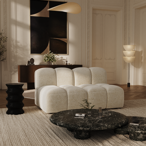 Sia Home - Modulaire bank NUBI - Fluweel met structuur - Crème - 380cm