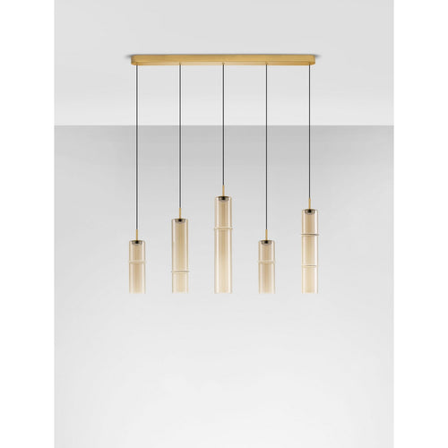 Nova Luce SANO Hanglamp voor aan het plafond, glanzend geborsteld goud, cognackleurige Triac dimbare LED 18W 1080lm 3000K