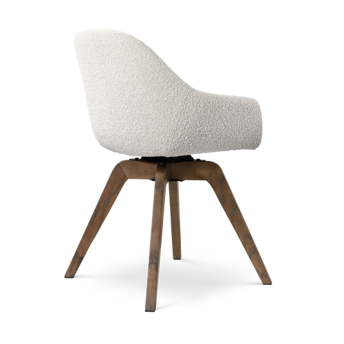 Nolon Noor-Mae draaibare eetkamerstoel bouclé beige - walnoot houten onderstel