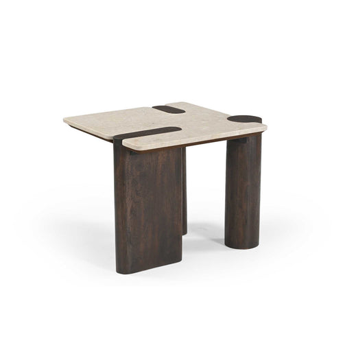 Starfurn Bijzettafel Maeve - Rechthoek Hout/Marmer - 57x50x45cm